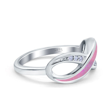 Infinity Ring Lab Created Pink Opal Round Simulated Cubic Zirconia 925 Sterling Silver